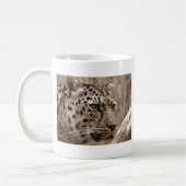 Leopard Closeup Sepia HD Foto Koffiemok (Links)