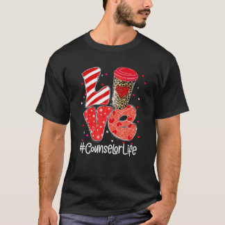 Leopard Coffee Love Counselor Life Valentijnsdag T-shirt