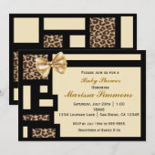 Leopard Color Block Black Cream baby Invitation Kaart (Voorkant / Achterkant)