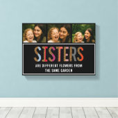 Leopard Colorful Sisters Custom Photo & Names  Canvas Afdruk (Insitu (Houten vloer))