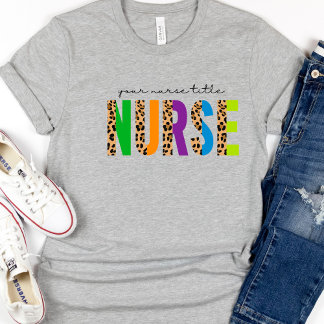 Leopard Colorful Your Title verpleegster T-shirt