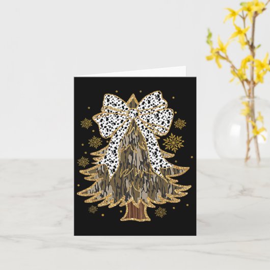 Leopard Coquette Bow Camo Kerstboom Jagen G Kaart (Gele Bloem)