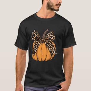Leopard Coquette Bow Pumpkin Seizoen Spooky Hallow T-shirt