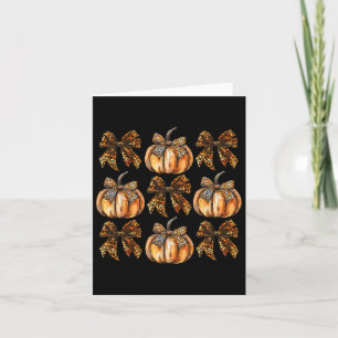 Leopard Coquette Bow Pumpkin Thanksgiving Herfst F Kaart