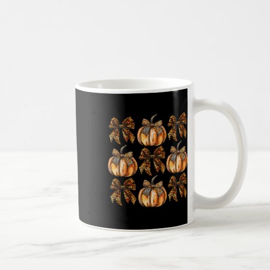 Leopard Coquette Bow Pumpkin Thanksgiving Herfst F Koffiemok (Rechts)