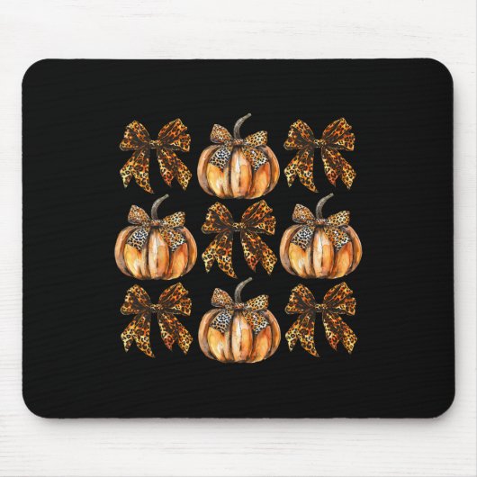 Leopard Coquette Bow Pumpkin Thanksgiving Herfst F Muismat (Voorkant)