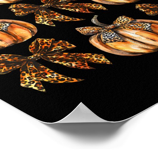 Leopard Coquette Bow Pumpkin Thanksgiving Herfst F Poster (Hoek)
