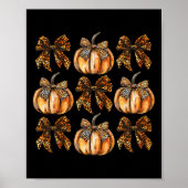 Leopard Coquette Bow Pumpkin Thanksgiving Herfst F Poster (Voorkant)
