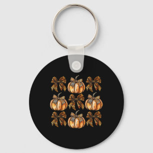 Leopard Coquette Bow Pumpkin Thanksgiving Herfst F Sleutelhanger