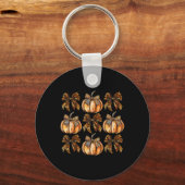 Leopard Coquette Bow Pumpkin Thanksgiving Herfst F Sleutelhanger (Voorkant)