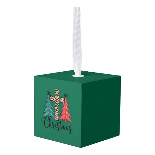 Leopard Cross kerstbomen Christelijk Decoratie (Achter hoekig)