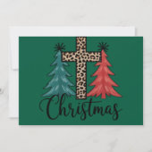 Leopard Cross kerstbomen Christelijk Feestdagenkaart (Voorkant)