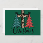 Leopard Cross kerstbomen Christelijk Feestdagenkaart (Voorkant / Achterkant)