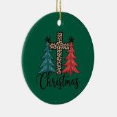 Leopard Cross kerstbomen Christelijk Keramisch Ornament (Rechts)