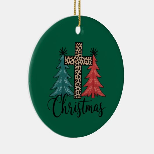 Leopard Cross kerstbomen Christelijk Keramisch Ornament (Rechts)