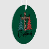 Leopard Cross kerstbomen Christelijk Ornament (voorkant)