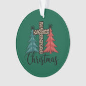Leopard Cross kerstbomen Christelijk Ornament (voorkant)