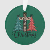 Leopard Cross kerstbomen Christelijk Ornament (voorkant)