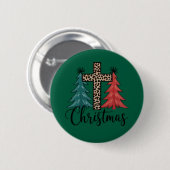 Leopard Cross kerstbomen Christelijk Ronde Button 5,7 Cm (Voorkant /achterkant)