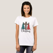 Leopard Cross kerstbomen Christelijk T-shirt (Voorkant volledig)