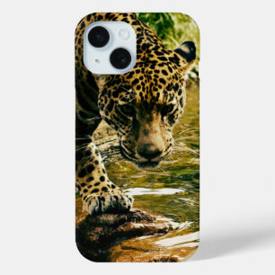 Leopard Crossing a Stream iPhone 15 Case