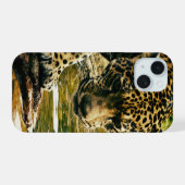 Leopard Crossing a Stream iPhone 15 Case (Achterkant horizontaal)
