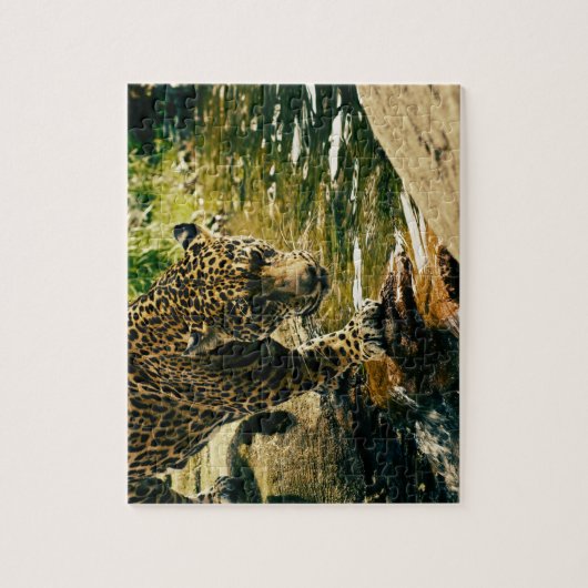 Leopard Crossing a Stream Legpuzzel (Verticaal)