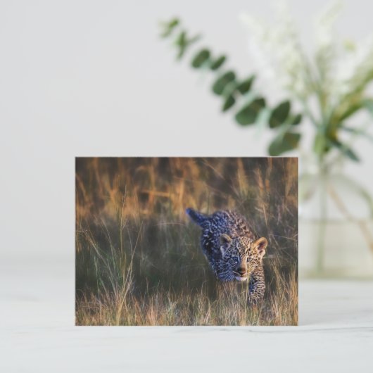 Leopard Cub Panthera Pardus Briefkaart (Staand voorkant)