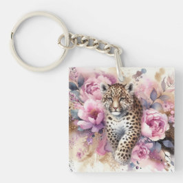 Leopard Cub & Rozen Acryl Sleutelhanger