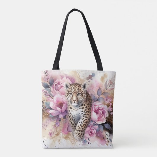Leopard Cub & Rozen Canvas tas (Achterkant)