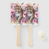 Leopard Cub & Rozen Hand Fan Handwaaier (Voorkant en achterkant)