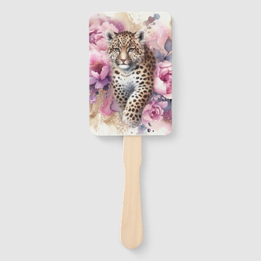 Leopard Cub & Rozen Hand Fan Handwaaier (Voorkant)