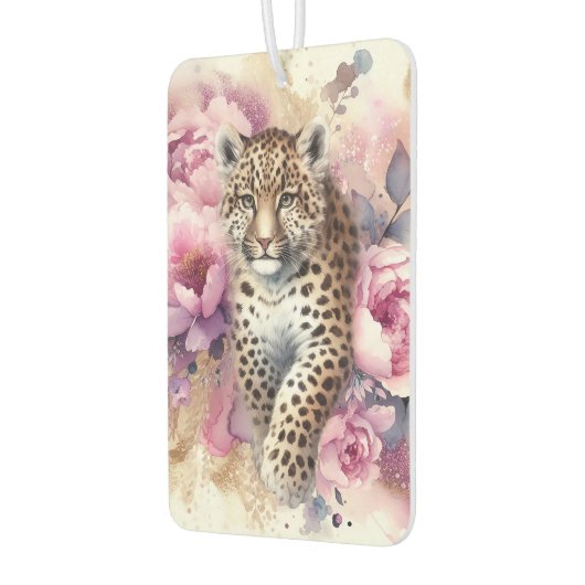 Leopard Cub & Rozen Papier Onderzetter Luchtverfrisser (Links)