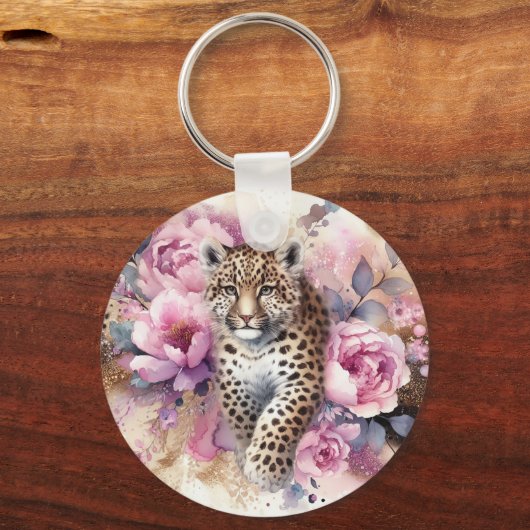Leopard Cub & Rozen Sleutelhanger (Voorkant)