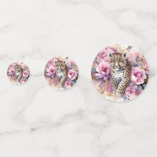 Leopard Cub & Rozen tafel Confetti (Voorkanten)