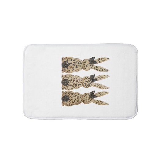 Leopard Cute Bunny Bow Funny Christian Easter Day  Badmat (Voorkant)