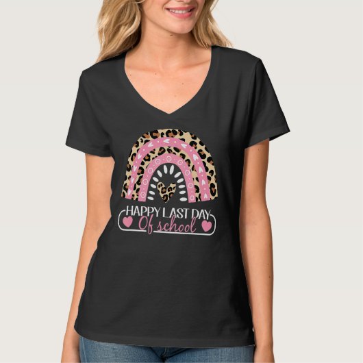 Leopard Cute Rainbow Happy Last Day of School Kind T-shirt (Voorkant)