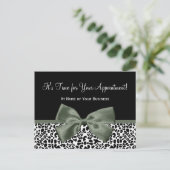 Leopard Dark Green Bow Salon Appointinder Briefkaart (Staand voorkant)
