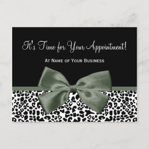 Leopard Dark Green Bow Salon Appointinder Briefkaart