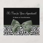 Leopard Dark Green Bow Salon Appointinder Briefkaart (Voorkant)