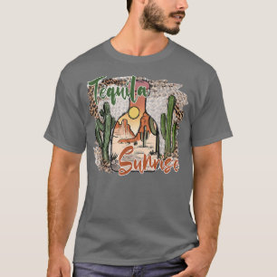 Leopard Desert Cactus Tequila Sunrise Westerne Cou T-shirt