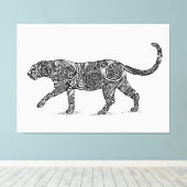 Leopard Design Black & White Canvas Afdruk (Insitu (Houten vloer))