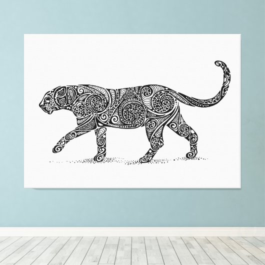Leopard Design Black & White Canvas Afdruk (Insitu (Houten vloer))