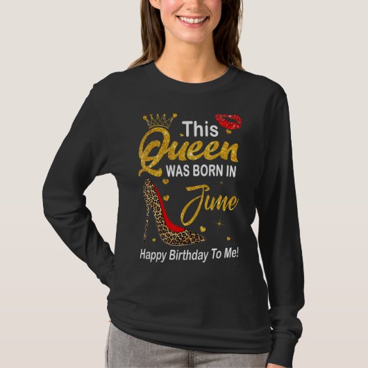 Leopard Deze koningin werd geboren in juni Happy B T-shirt (Voorkant)