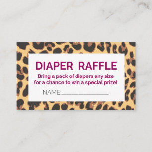 Leopard Diaper Raffle Uitnodiging Informatiekaartje