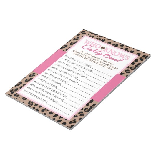 Leopard die kent papa Beste Baby shower Game Pack Notitieblok (Schuin)