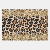 Leopard Dier Goud Girly Pink Glitzy Glitter Inpakpapier Vel (Voorkant 2)
