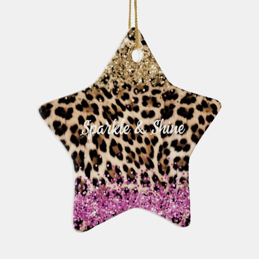 Leopard Dier Goud Girly Pink Glitzy Glitter Keramisch Ornament (Rechts)