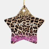 Leopard Dier Goud Girly Pink Glitzy Glitter Keramisch Ornament (Voorkant)