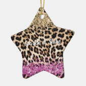 Leopard Dier Goud Girly Pink Glitzy Glitter Keramisch Ornament (Links)